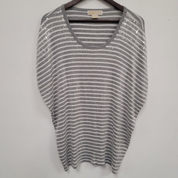 Michael Michael Kors Womens Dolman Sleeve‎ Sequin Top Size 2X Gray Glam Party - Picture 1 of 9
